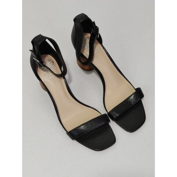 Vince Camuto Mejorla Black Leather Upper Ankle Strap Sandals Women's Sz 10 - Picture 4 of 12